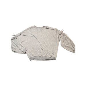 Gray Cupio Ruched Sleeve Pullover Lightweight Sweatshirt Ties on Sleeves Sz M